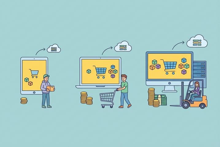 Cout e-commerce 36 mois : 500, 5 000 ou 50 000 références ?