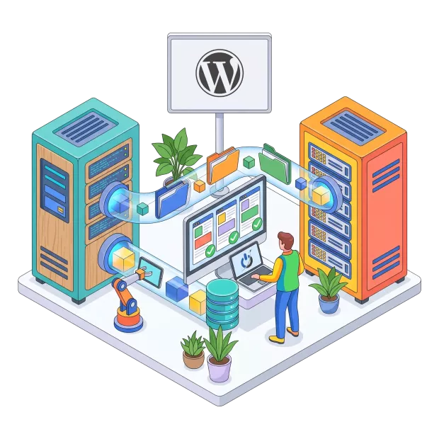 Migration d’un site WordPress : fichiers, base de données et médias transférés
