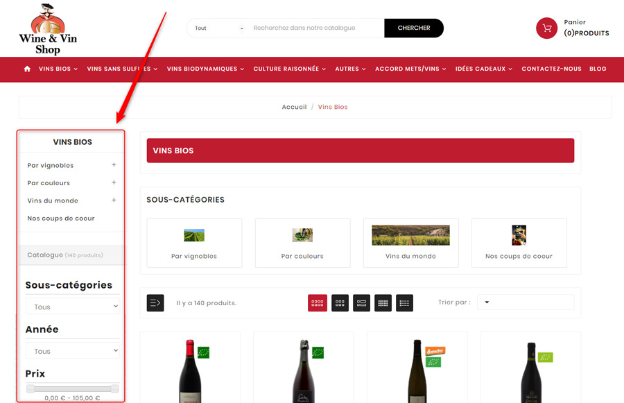 Système de filtres dans un site e-Commerce pour réduire le choix