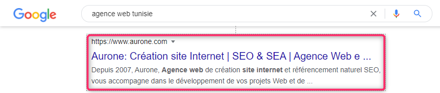 Résultats organiques dans les serp