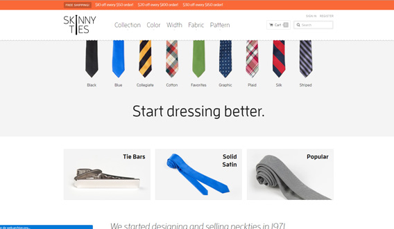 design site web: exemple de Skiny Ties Après la refonte site internet