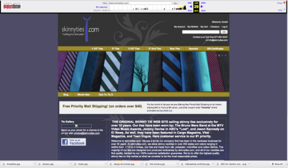 design site web: Exemple de skiny Ties avant refonte de site web