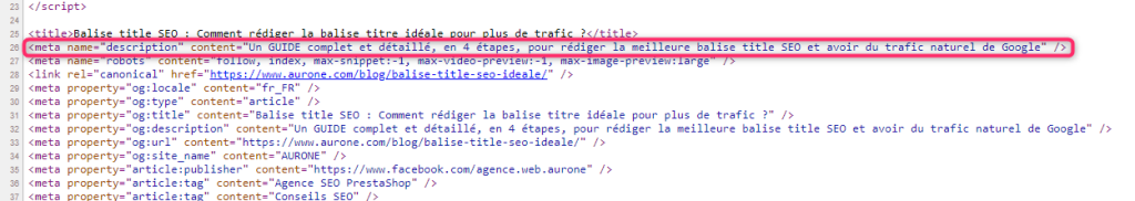 code HTML balise meta description