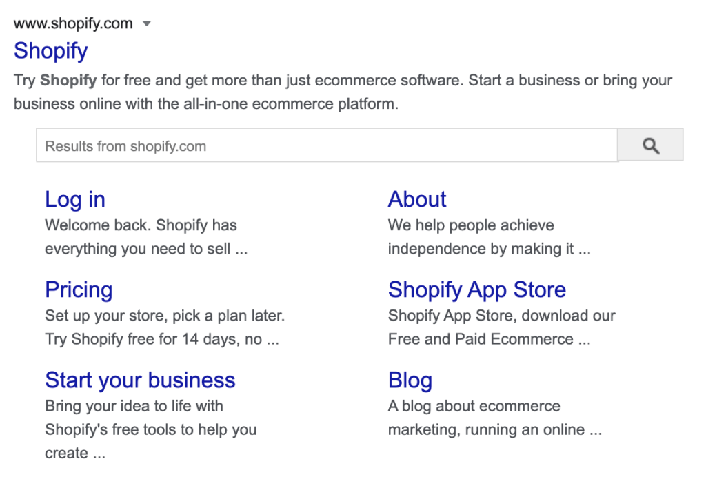 Balise meta description de la page d'accueil Shopify