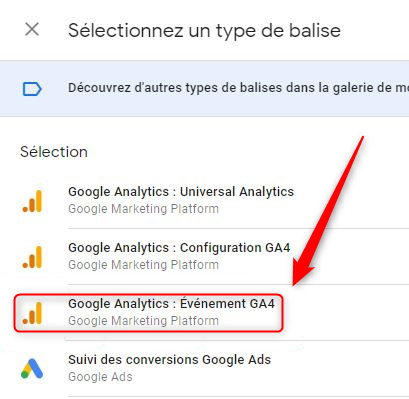 GA4 : ajouter balise évènement