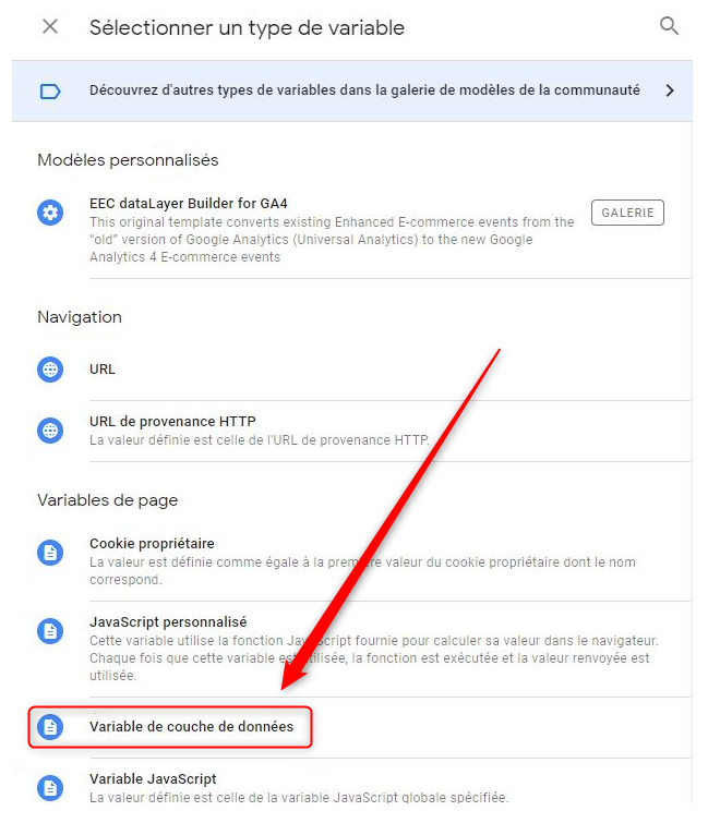 GA4 ecommerce et GTM : configurer une variable de couche de données