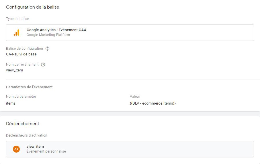 vues détaillées du produit avec GA4 sur ecommerce