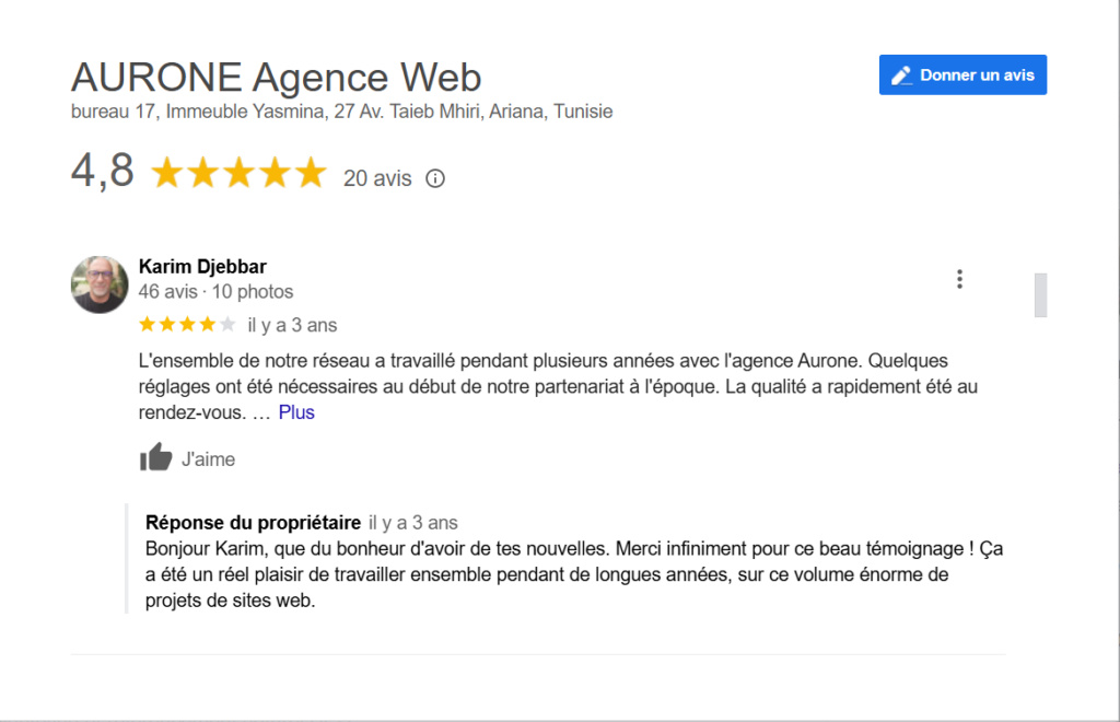 temoignage aurone agence developpement web