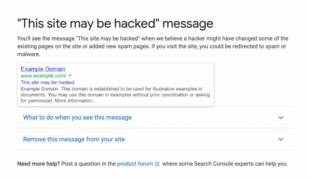 site piratage message site peut etre pirate google