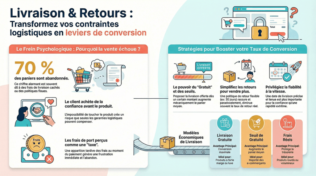 Infographie retours et frais de livraisons ecommerce