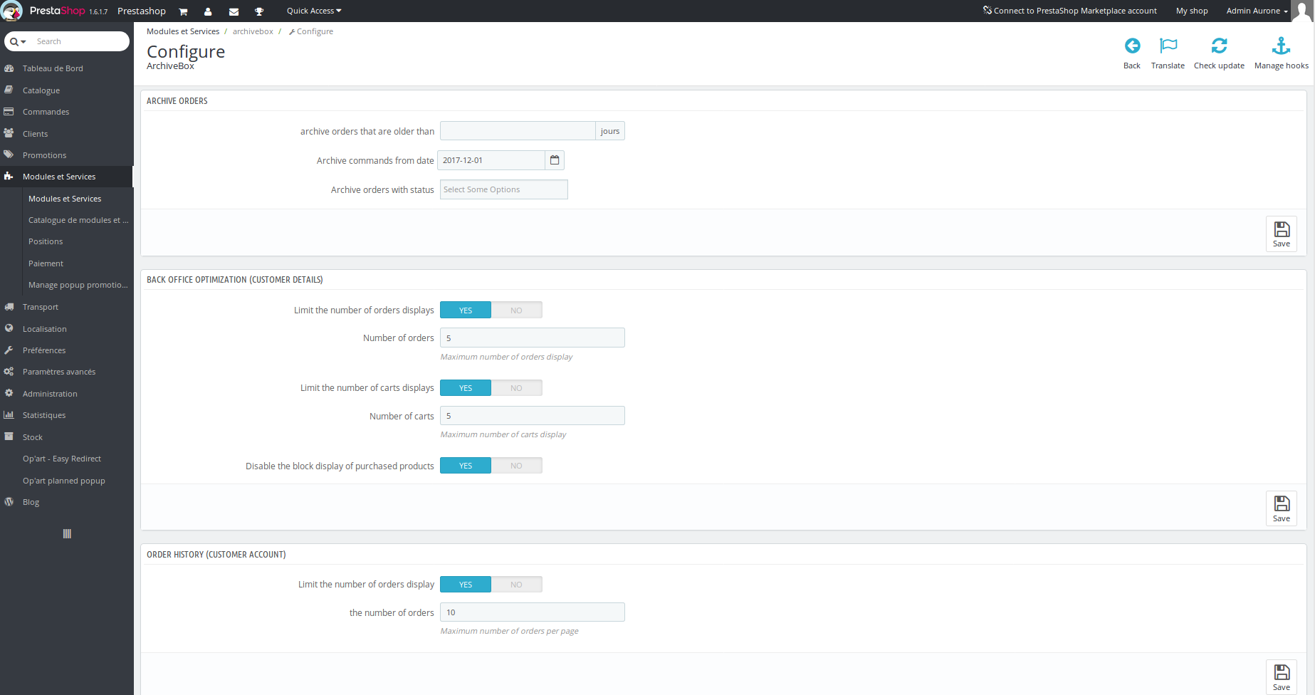 Configuration ArchiveBox
