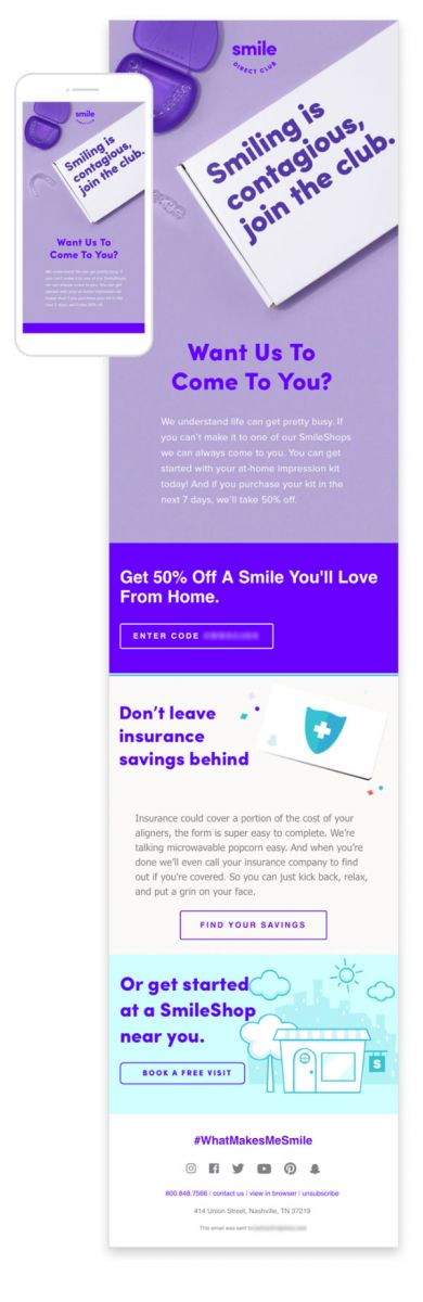 email marketing smiledirectclub 4 exemples de campagnes d’email marketing incroyables pour les e commerces
