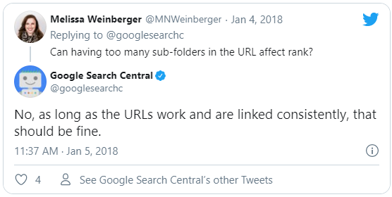 tweet melissa weinberger Comment créer des URL optimisées pour le SEO ?