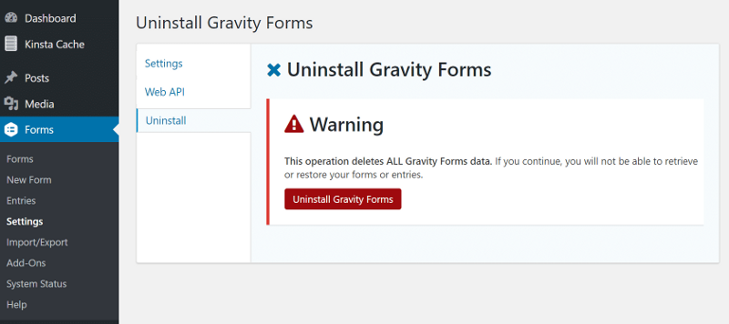 uninstall gravity forms 0 Comment désinstaller un plugin WordPress proprement
